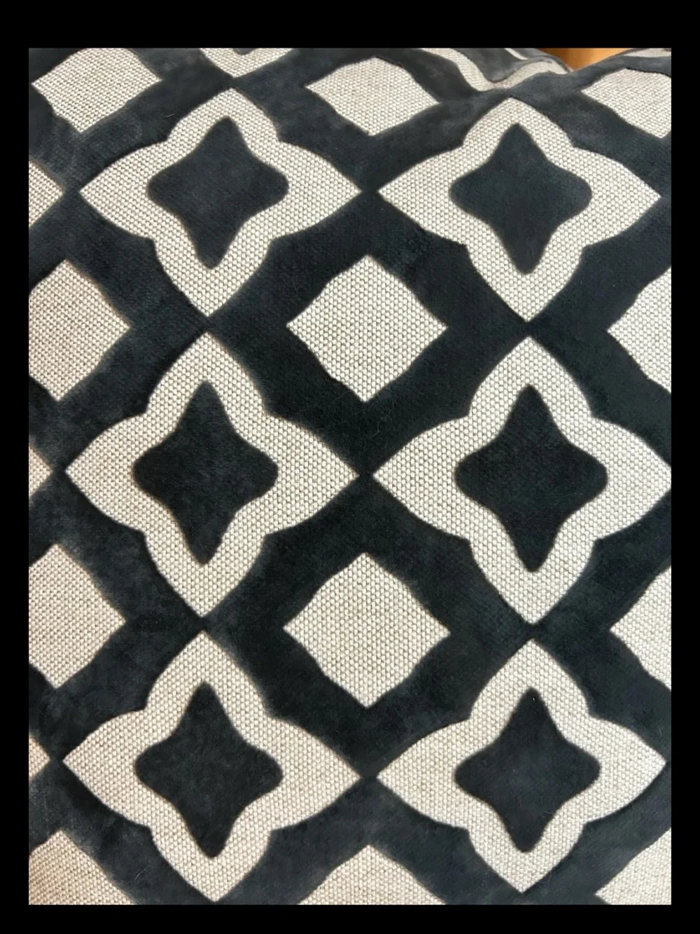 Throw Pillows Set Of 2 Gray Tan Cutout geo trellis pattern Feather Inserts 20x20